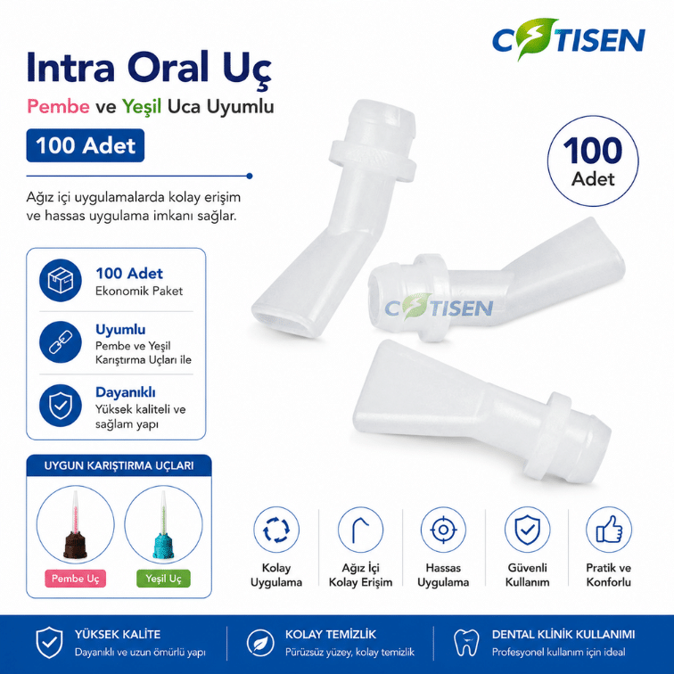 Cotisen Intra Oral Uç – Pembe ve Yeşil Uca Uyumlu (100 Adet)
