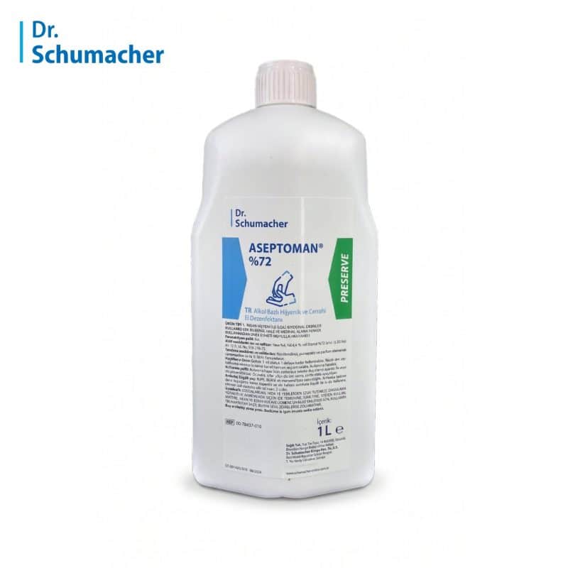Dr. Schumacher Aseptoman 1 Litre %72 Alkol Bazlı Hijyenik ve Cerrahi El Dezenfektanı 1 Litre