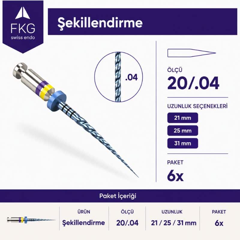FKG Şekillendirme Rotary Eğe 20.04