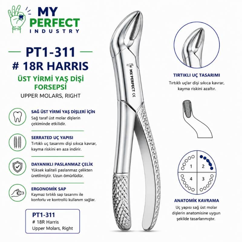 My Perfect Industry PT1-311 #18R Harris Üst Yirmi Yaş Dişi Forsepsi