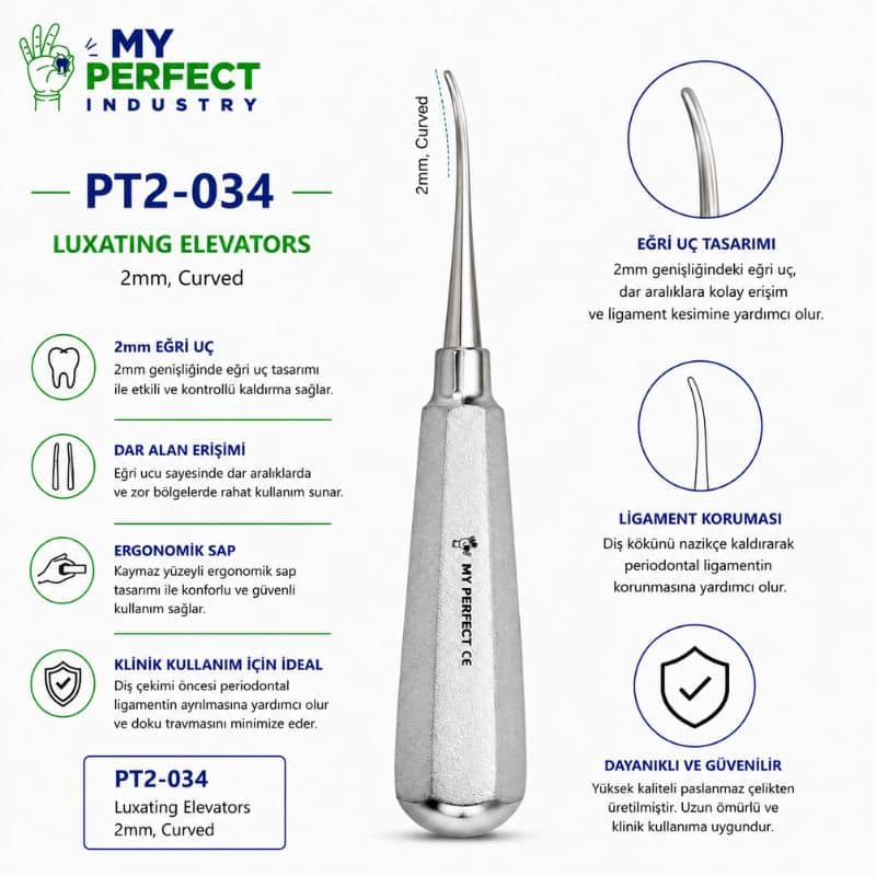 My Perfect Industry PT2-034 Luxating Elevator 2.0 mm Eğri My Perfect Industry PT2-034 Luxating Elevator 2.0 mm Eğri