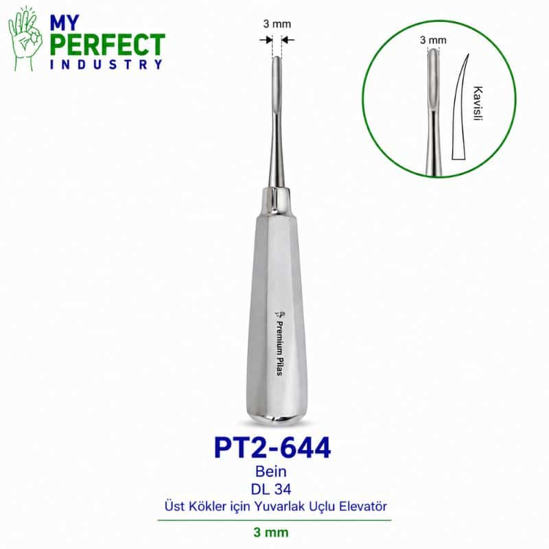 My Perfect Industry PT2-644 Bein DL 34 Üst Kökler İçin Yuvarlak Uçlu Elevatör 3.0 mm