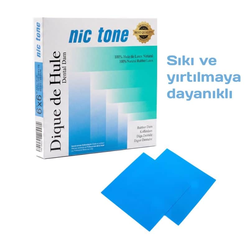 Nic Tone Doğal Lateks Rubber Dam İzolasyon Örtüsü - 6x6 Mavi (Medium)