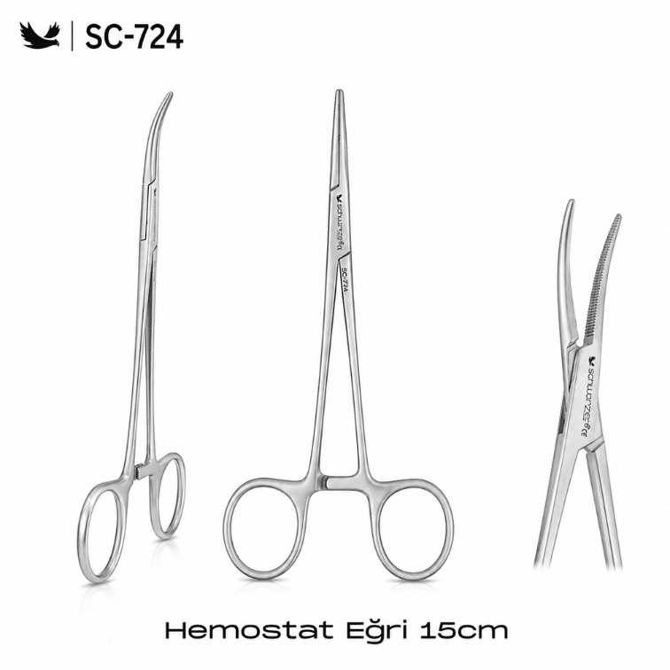 Schwarzes SC-724 Hemostat Eğri 15 cm