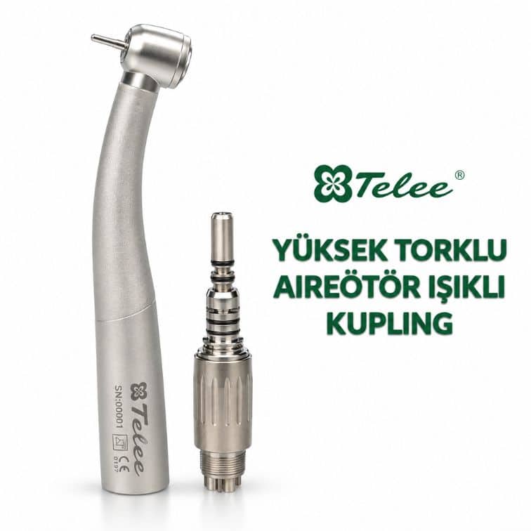 Telee Yüksek Torklu Işıklı Aeratör + Kupling – Profesyonel Dental Türbin